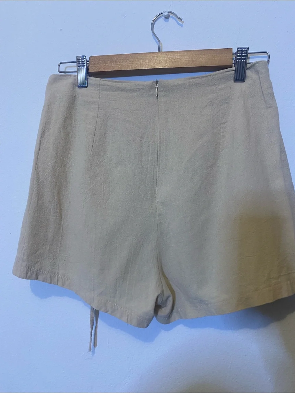 Beige Wrap Skirt Shorts